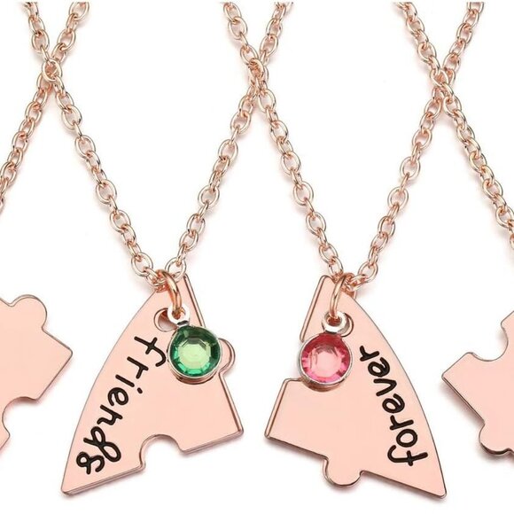Friendship Necklace Set Alloy Rhinestone 4pcs Best Friends Forever Gifts - Picture 2 of 6
